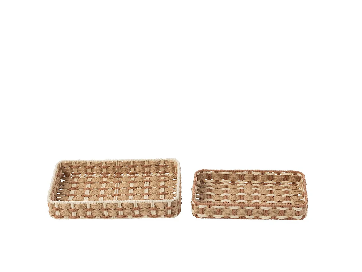 Lot de 2 Paniers de Rangement "Lupe" 38cm Naturel & Blanc