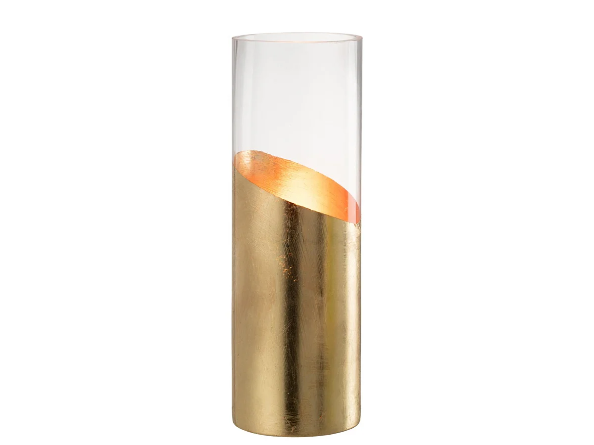 Photophore Design en Verre "Moa" 30cm Transparent & Or