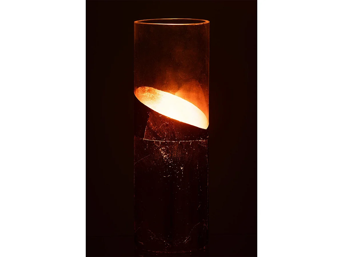 Photophore Design en Verre "Moa" 30cm Transparent & Or