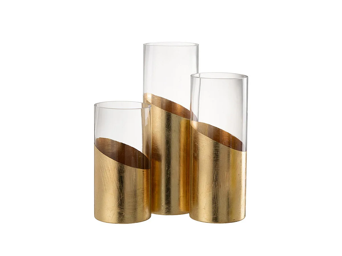 Photophore Design en Verre "Moa" 30cm Transparent & Or