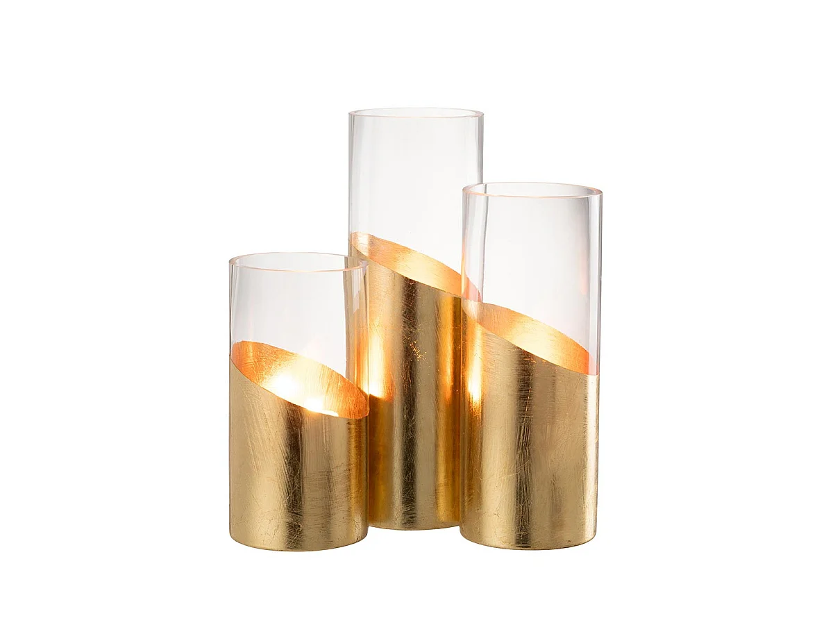 Photophore Design en Verre "Moa" 30cm Transparent & Or
