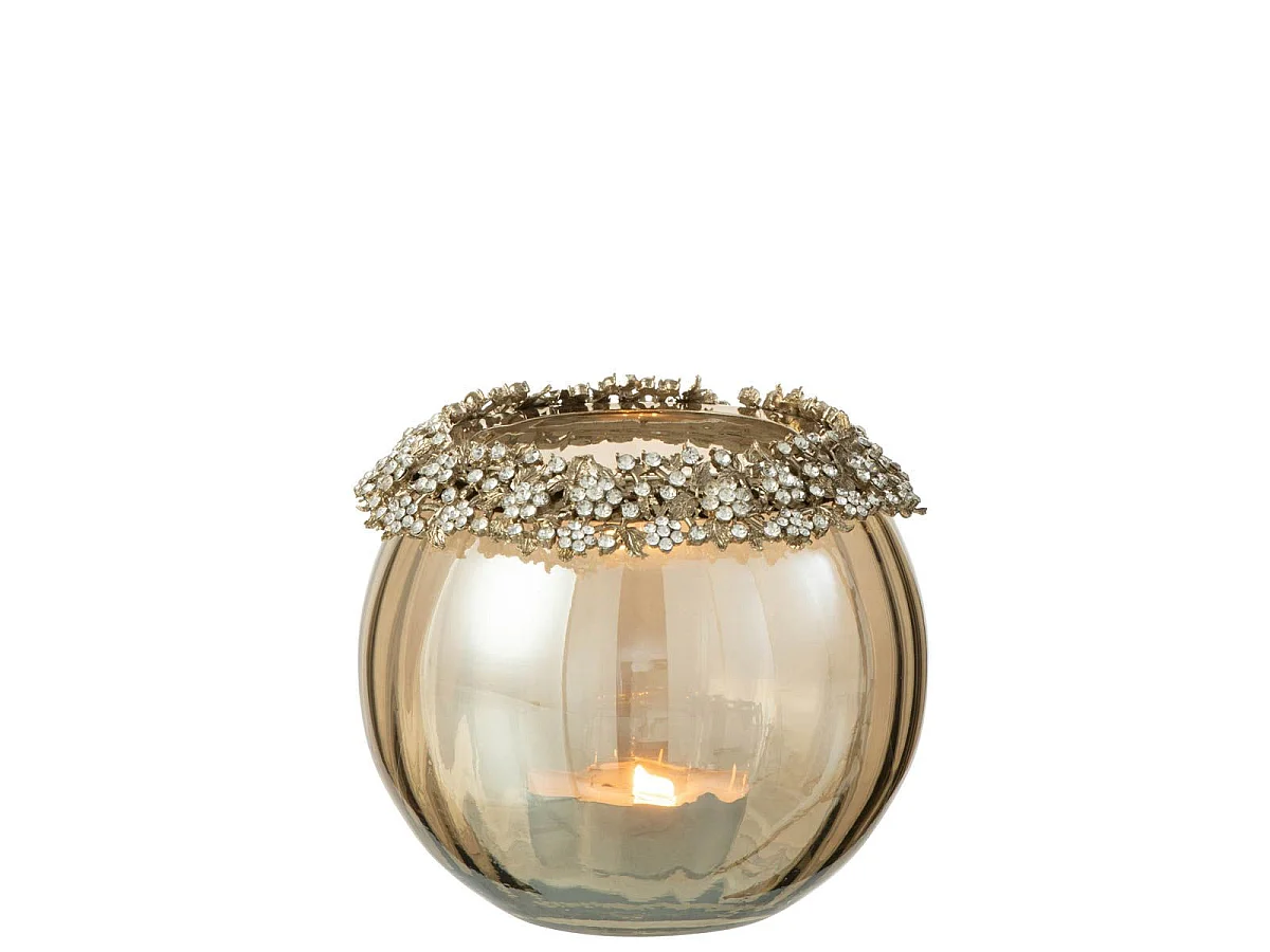 Photophore en Verre Design "Vallee" 14cm Bronze