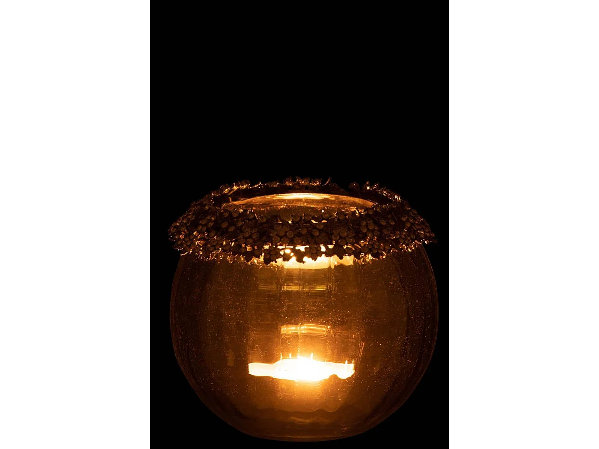 Photophore en Verre Design "Vallee" 14cm Bronze