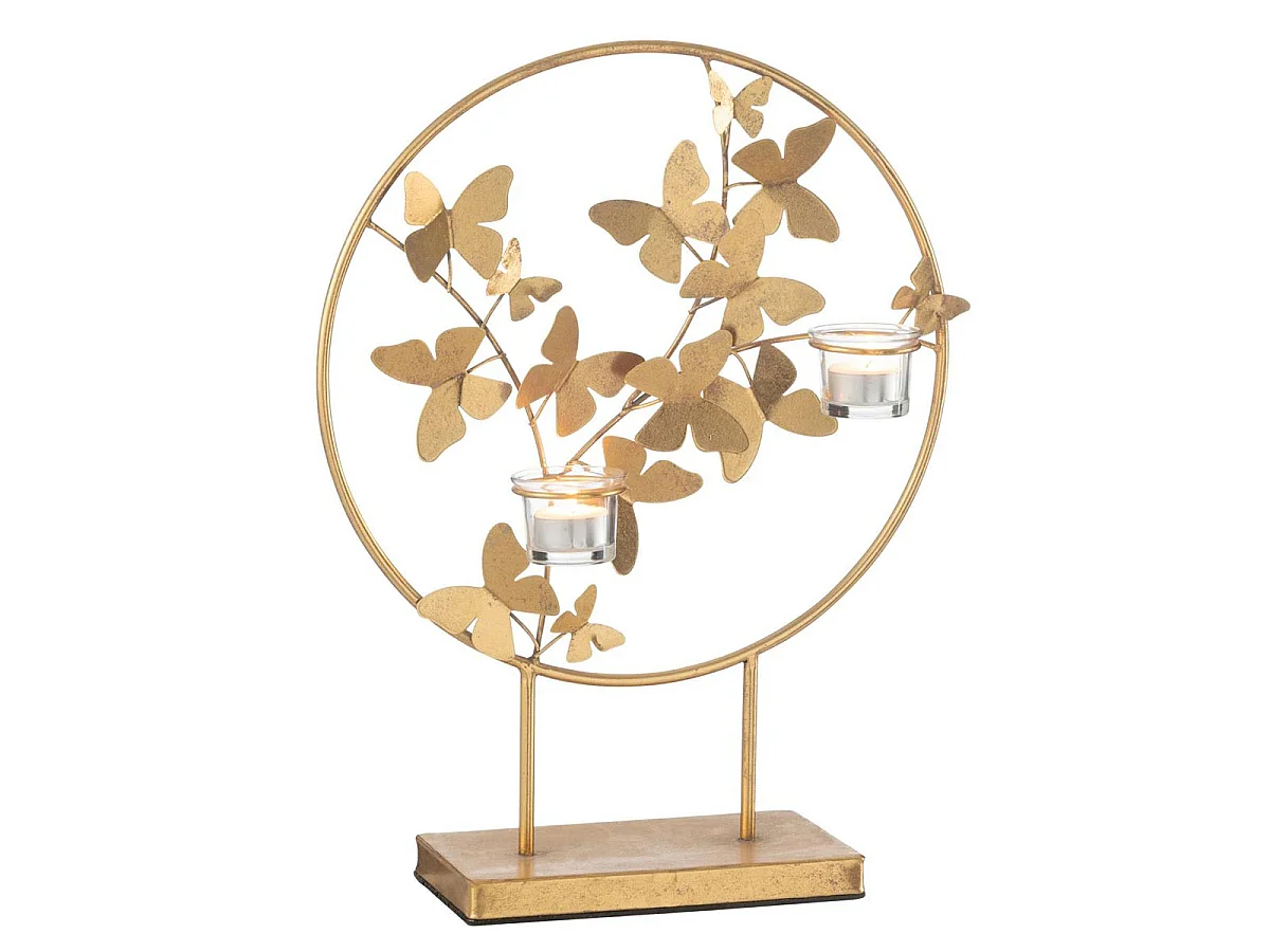 Photophore Design Papillon en Métal "Fly" 46cm Or