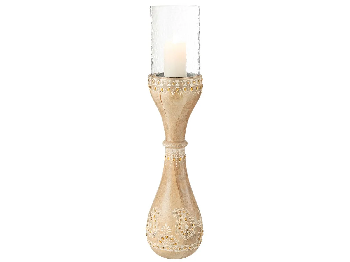 Photophore en Bois "Perle du Sahara" 56cm Naturel