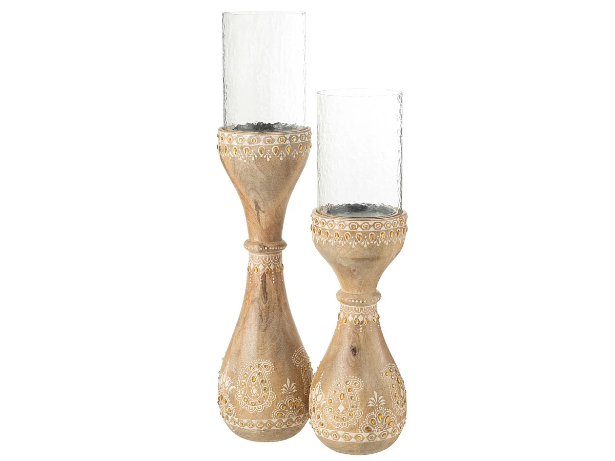 Photophore en Bois "Perle du Sahara" 56cm Naturel