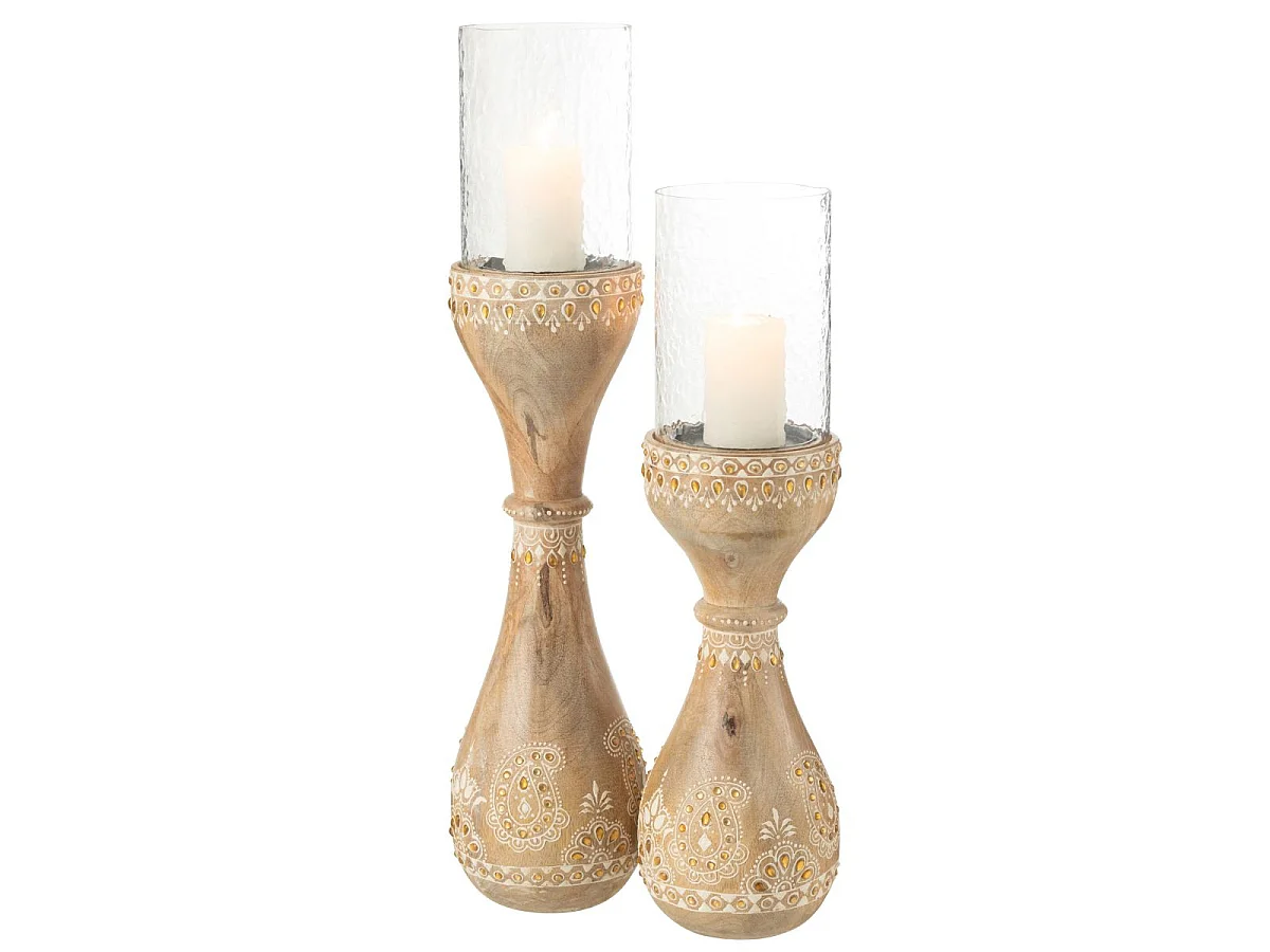 Photophore en Bois "Perle du Sahara" 56cm Naturel