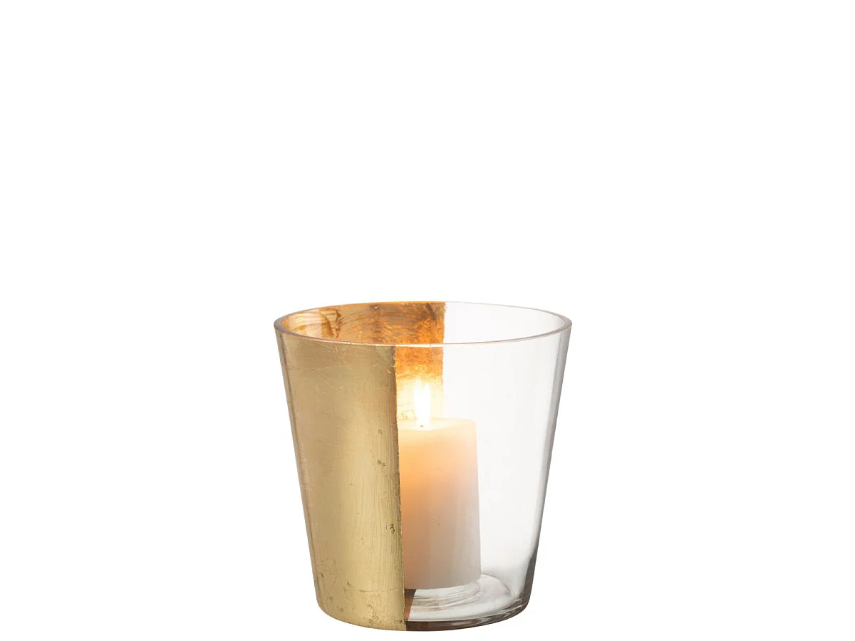 Photophore Design en Verre "Boe" 18cm Transparent & Or