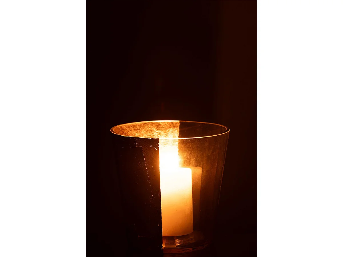 Photophore Design en Verre "Boe" 18cm Transparent & Or