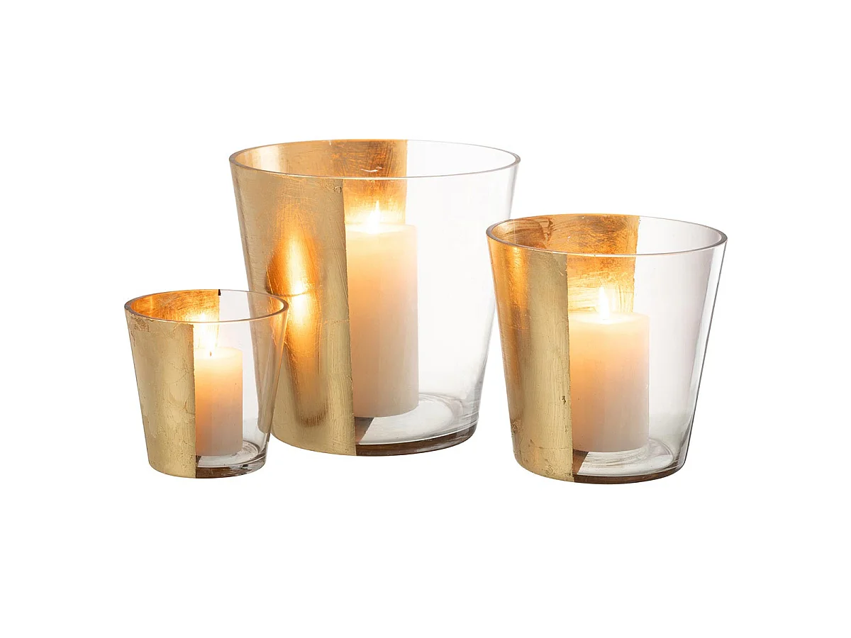 Photophore Design en Verre "Boe" 18cm Transparent & Or