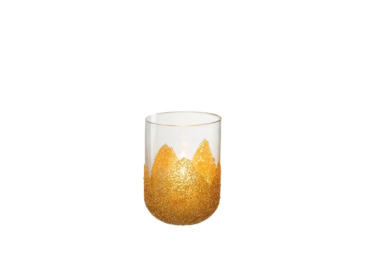 Photophore Déco en Verre "Strass" 18cm Or
