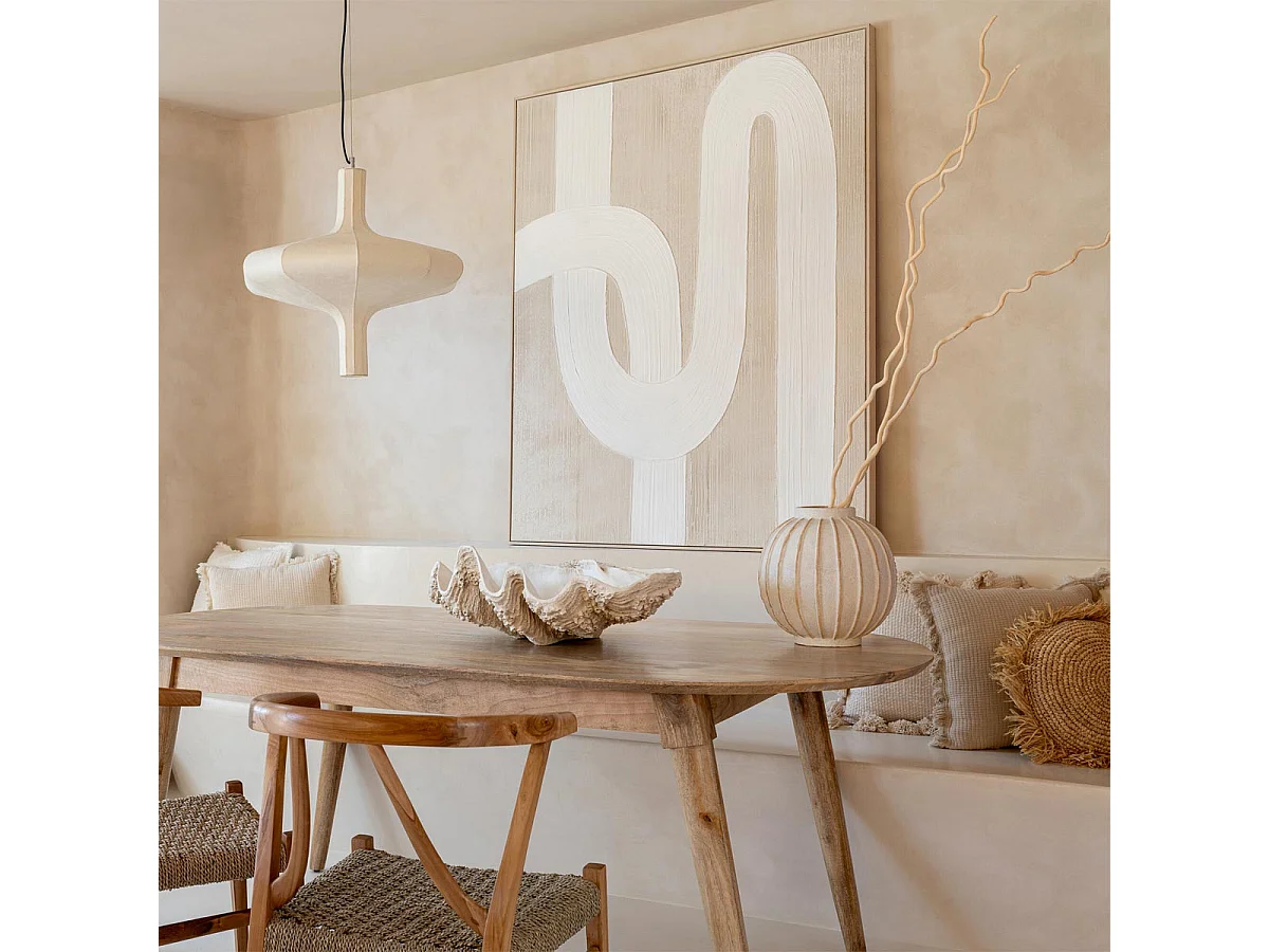 Tableau Déco "Lignes" 120x150cm Beige & Blanc