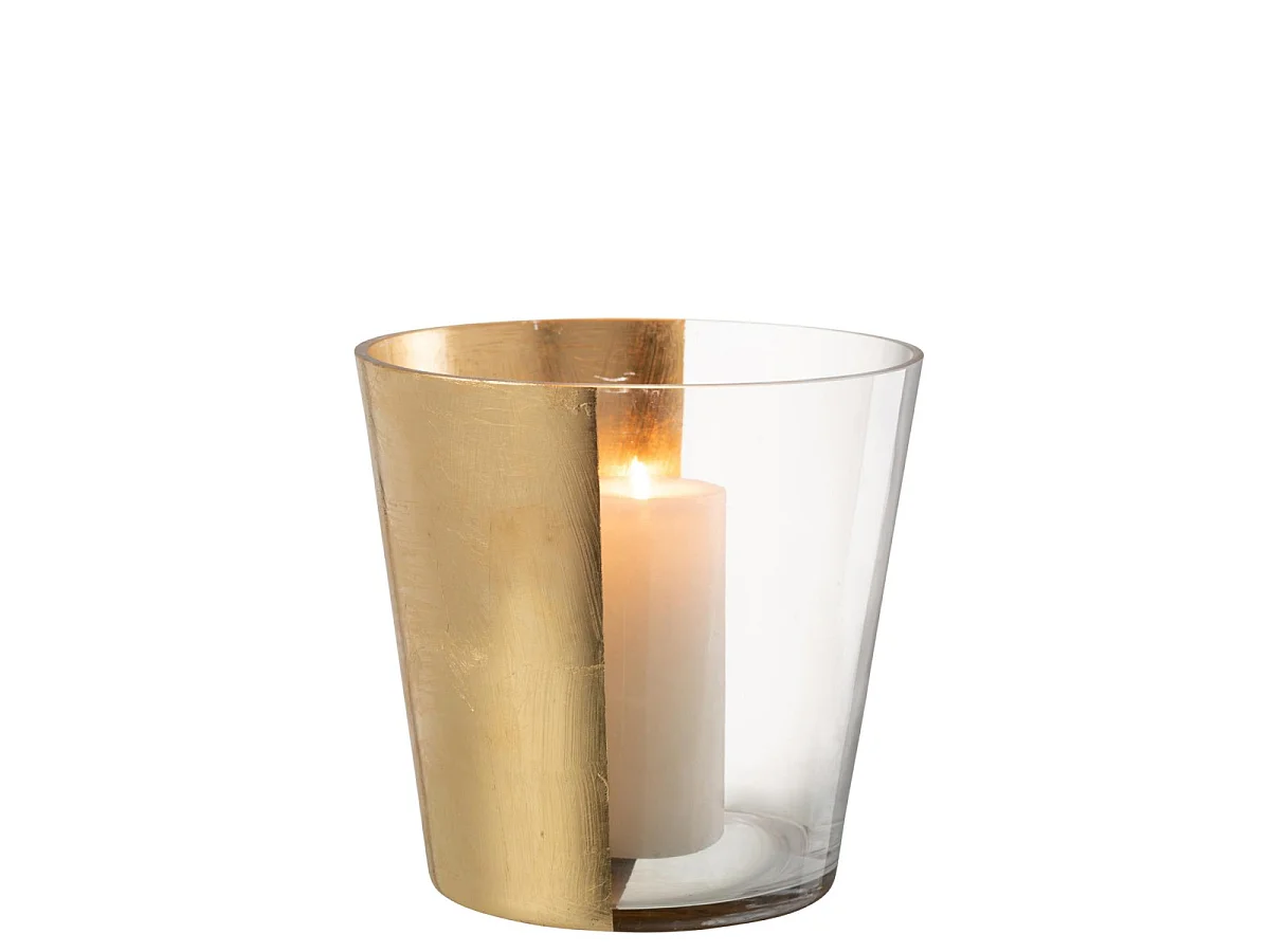 Photophore Design en Verre "Boe" 23cm Transparent & Or