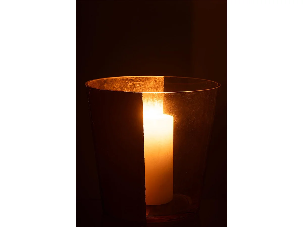 Photophore Design en Verre "Boe" 23cm Transparent & Or