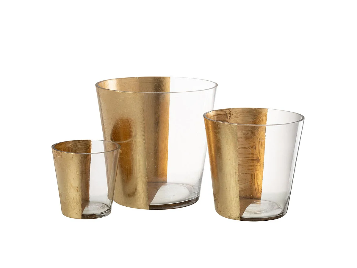 Photophore Design en Verre "Boe" 23cm Transparent & Or