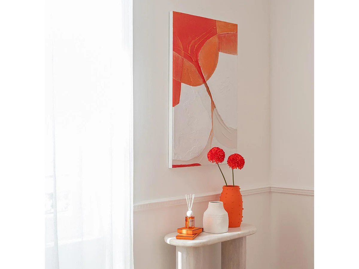 Tableau Déco "Cercles" 82x122cm Orange & Blanc Cassé
