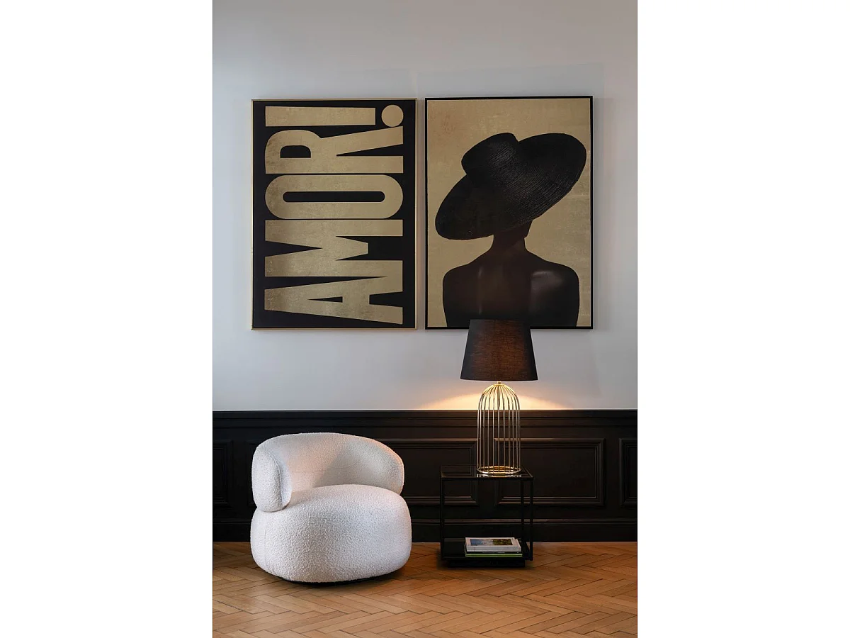Tableau Inscription "Amor" 102x142cm Noir & Doré