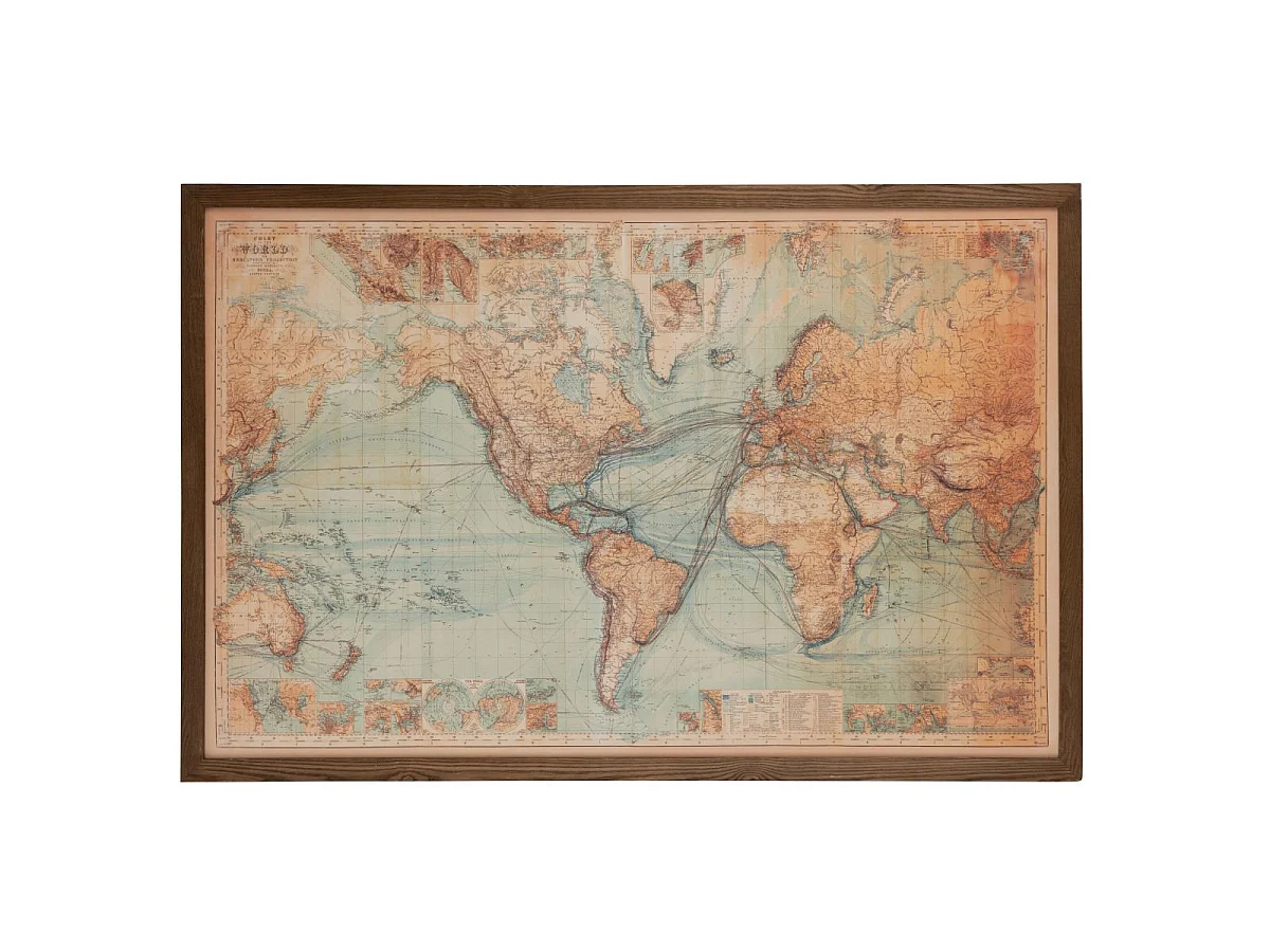 Tableau Carte du Monde "LED" 116x175cm Marron