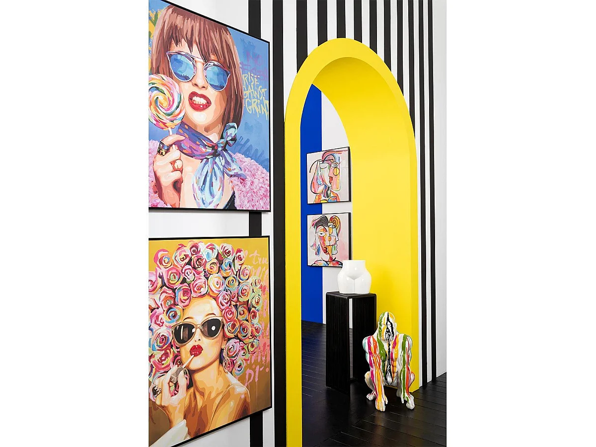 Tableau Peinture Femme Graffiti "Pop Art" 100x100cm Multicolore
