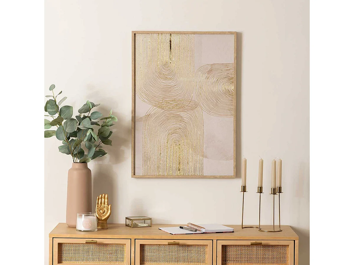 Tableau Imprimé Déco "Elin" 50x70cm Beige & Doré