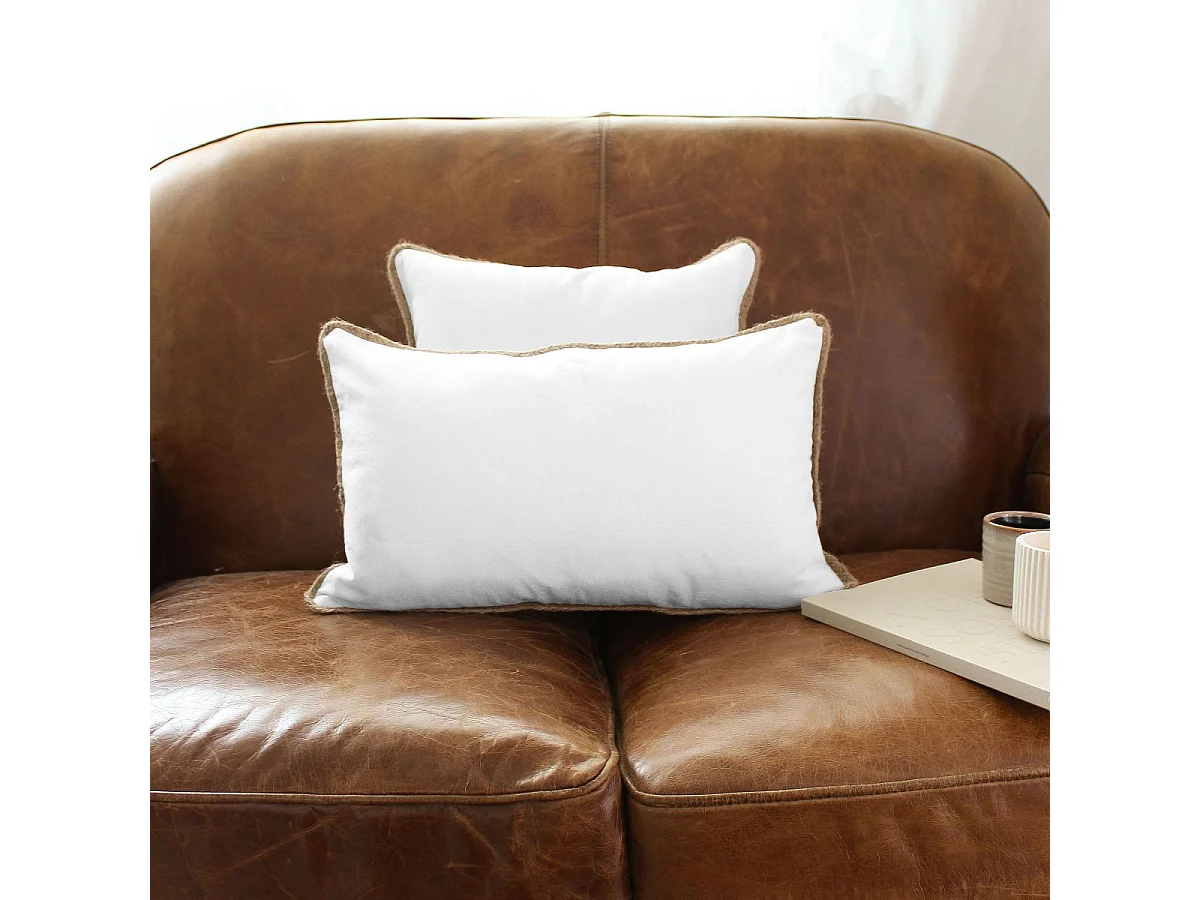 Coussin Déco en Coton "Natura" 30x50cm Blanc