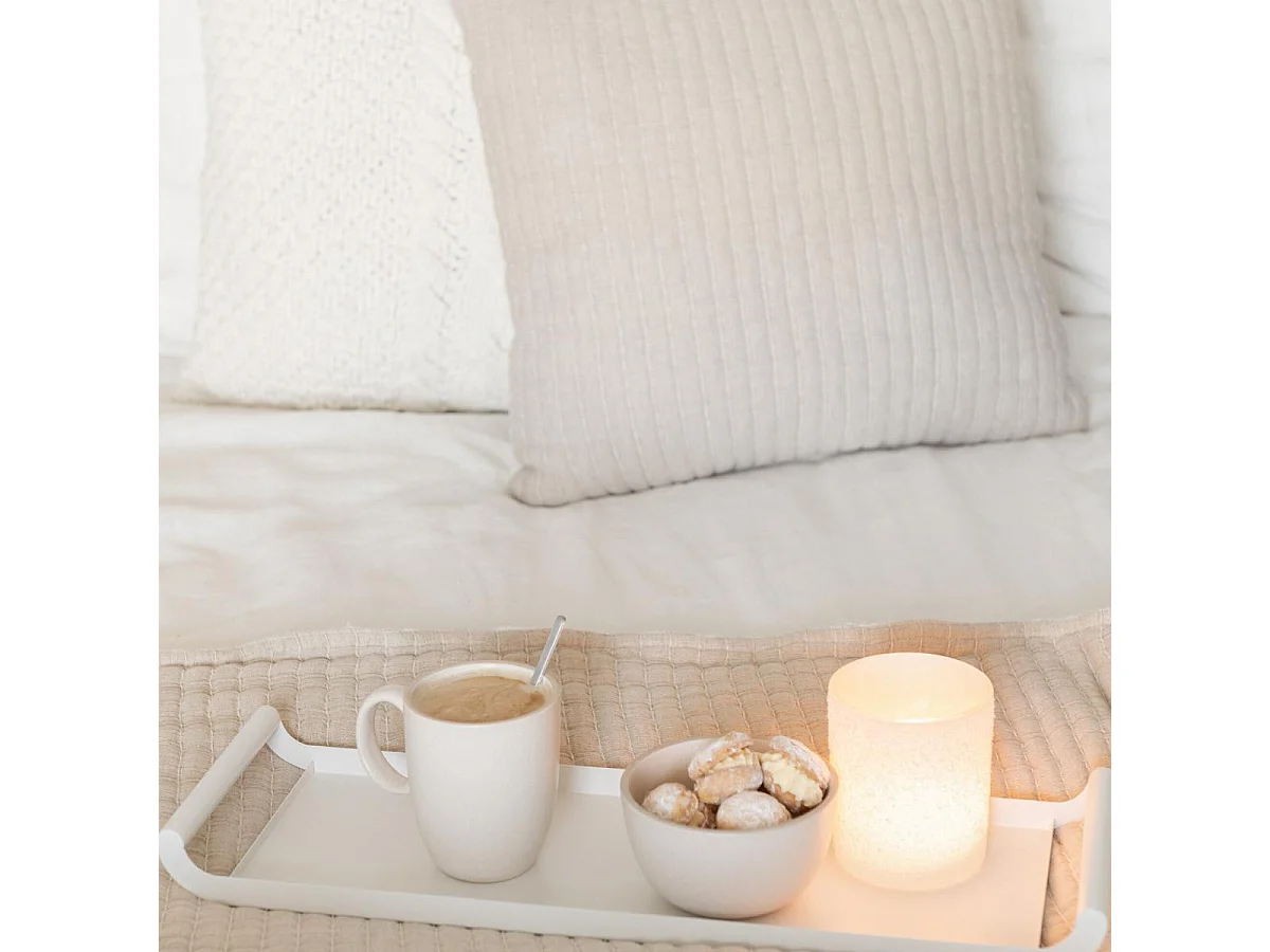 Coussin Déco Lignes "Teddy" 45x45cm Beige
