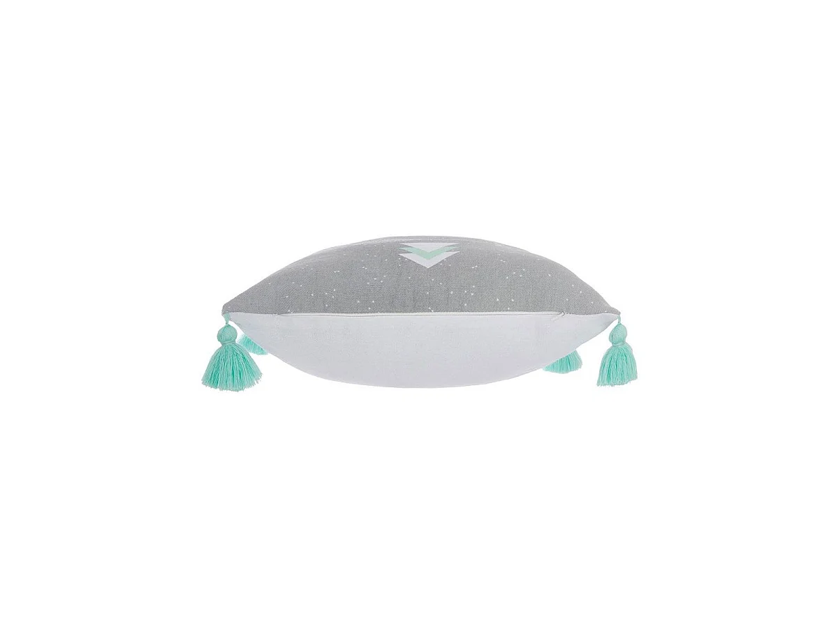 Coussin Déco "4 Pompons" 40x40cm Gris