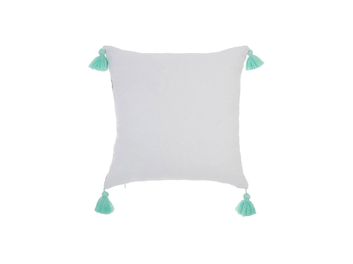 Coussin Déco "4 Pompons" 40x40cm Gris