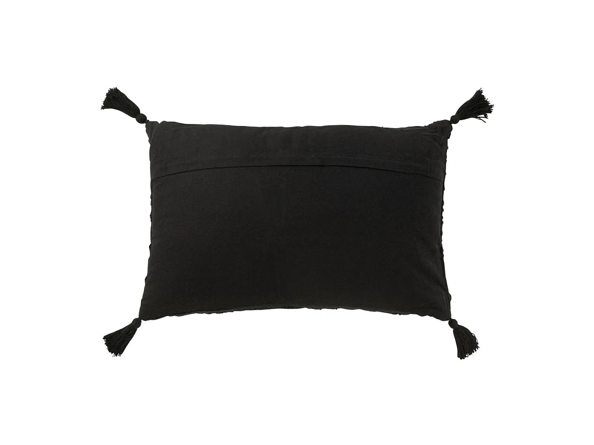 Coussin Déco à Pompons "Marea" 40x60cm Noir