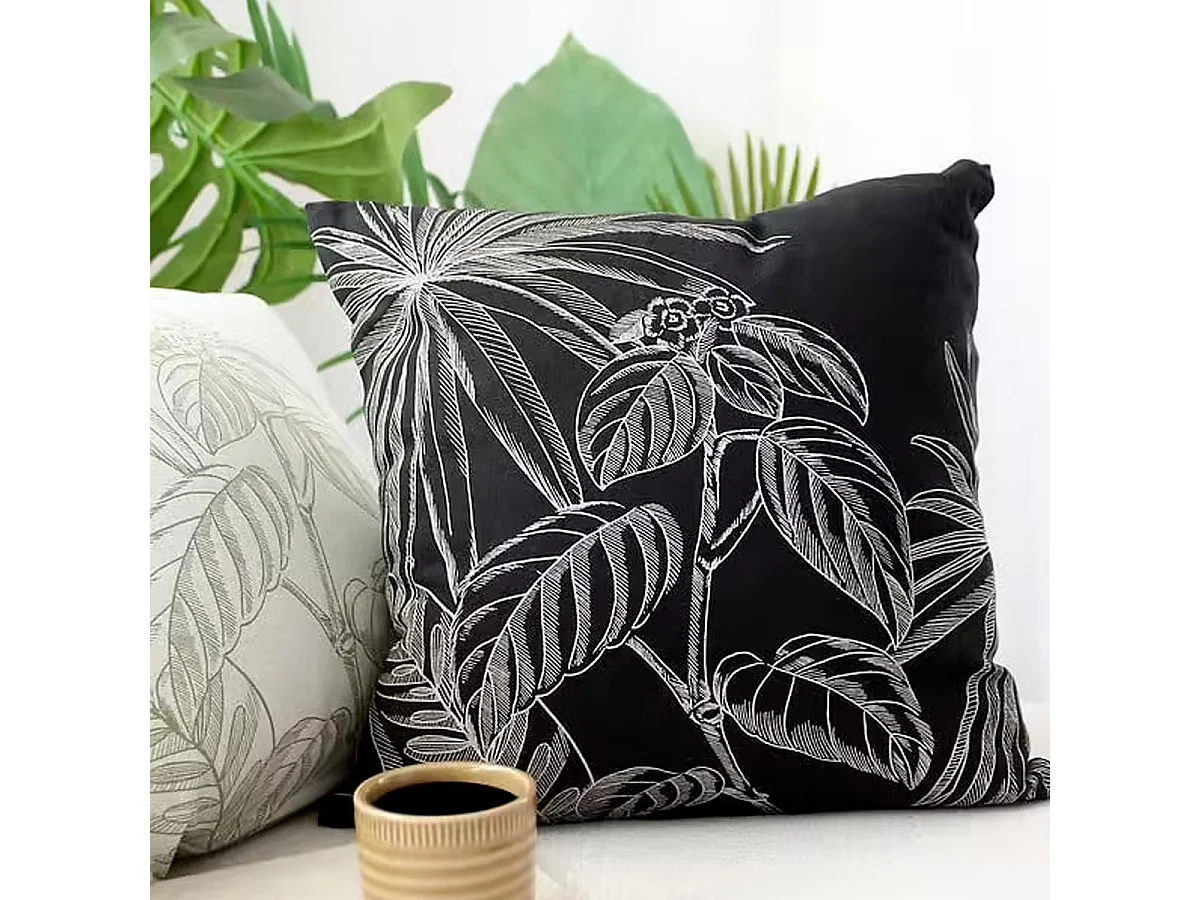 Coussin Déco Imprimé "Mambo" 40x40cm Noir