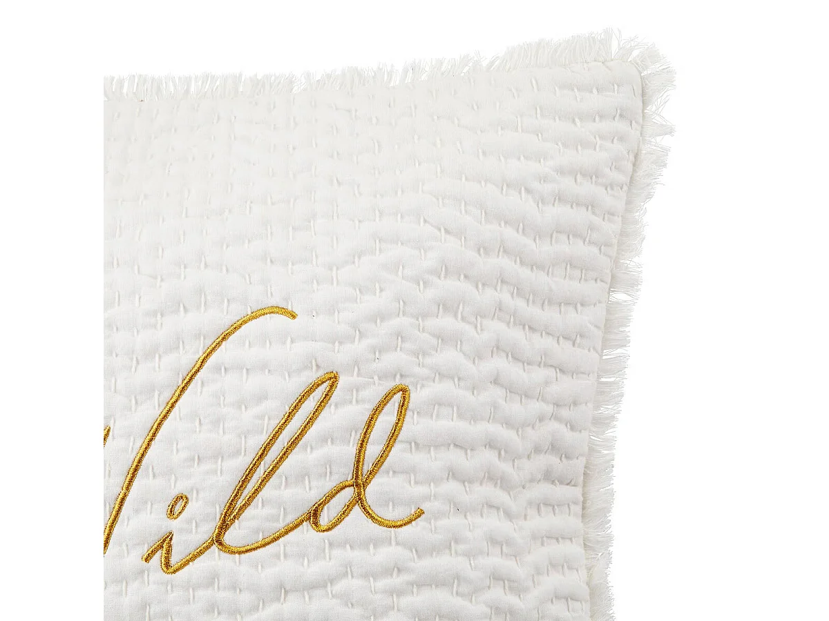 Coussin Déco Brodé "Wild" 45x45cm Blanc
