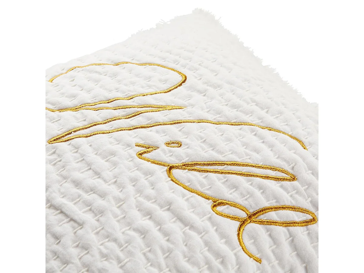 Coussin Déco Brodé "Wild" 45x45cm Blanc