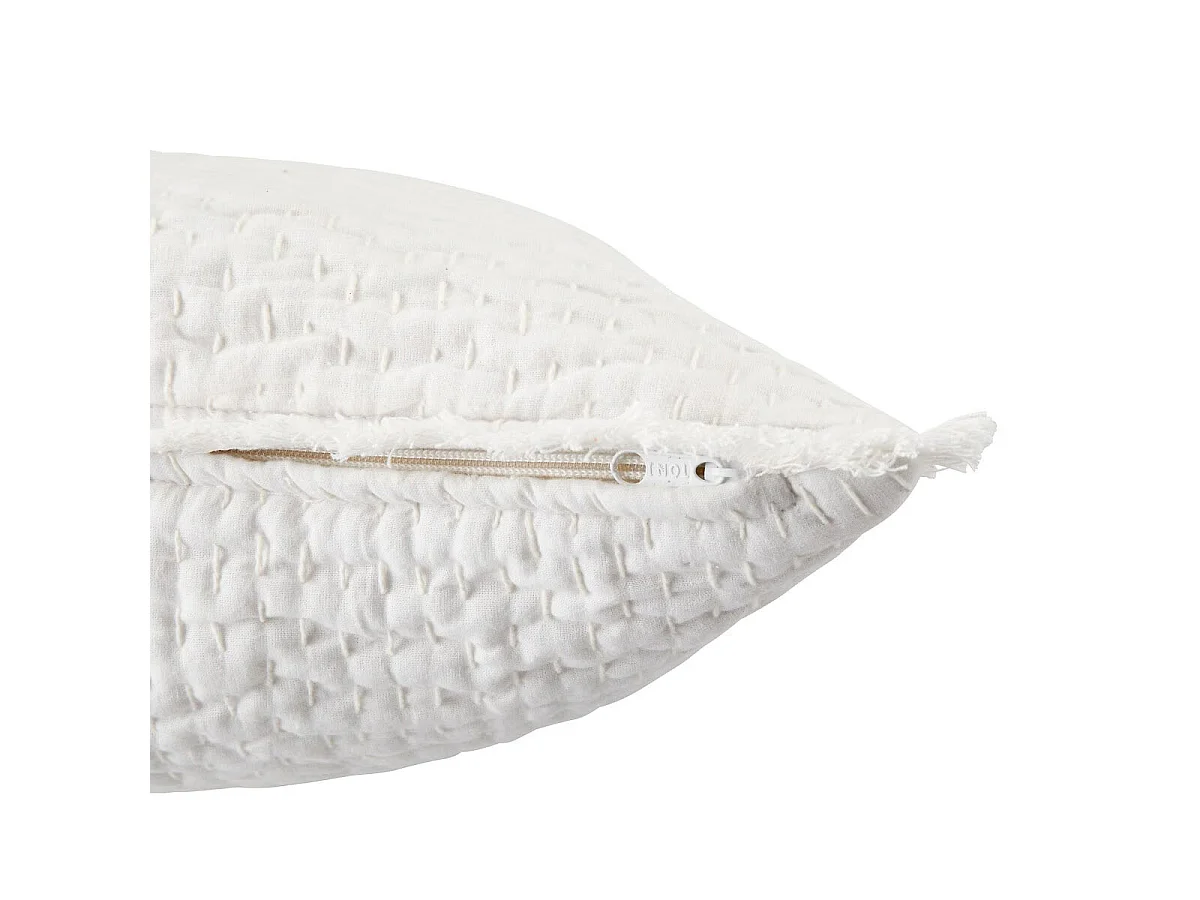 Coussin Déco Brodé "Wild" 45x45cm Blanc