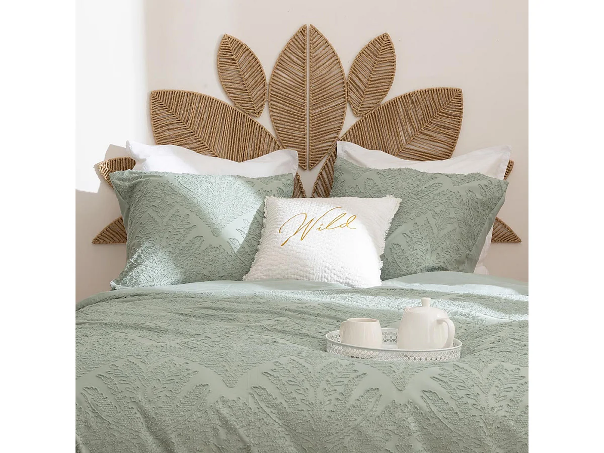 Coussin Déco Brodé "Wild" 45x45cm Blanc