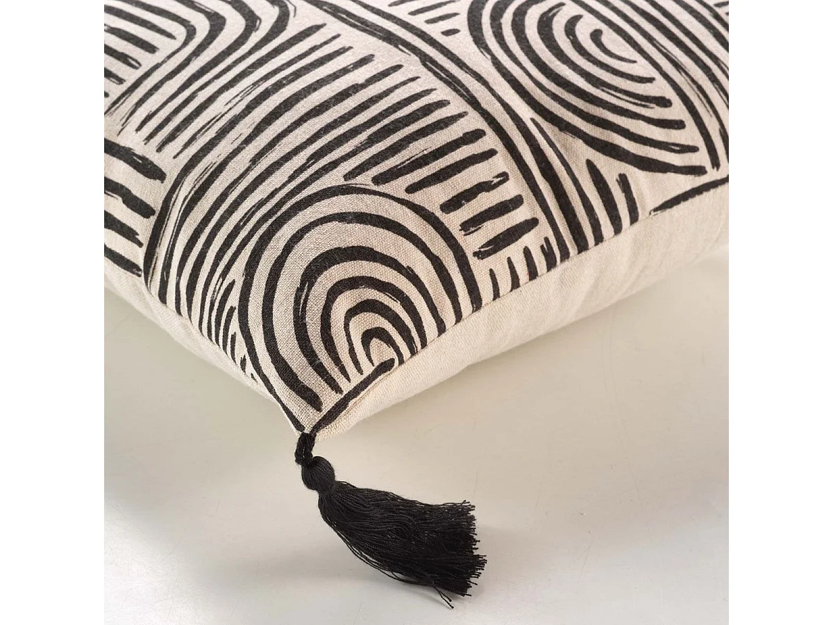 Coussin Déco à Pompons "Pandore" 45x45cm Noir