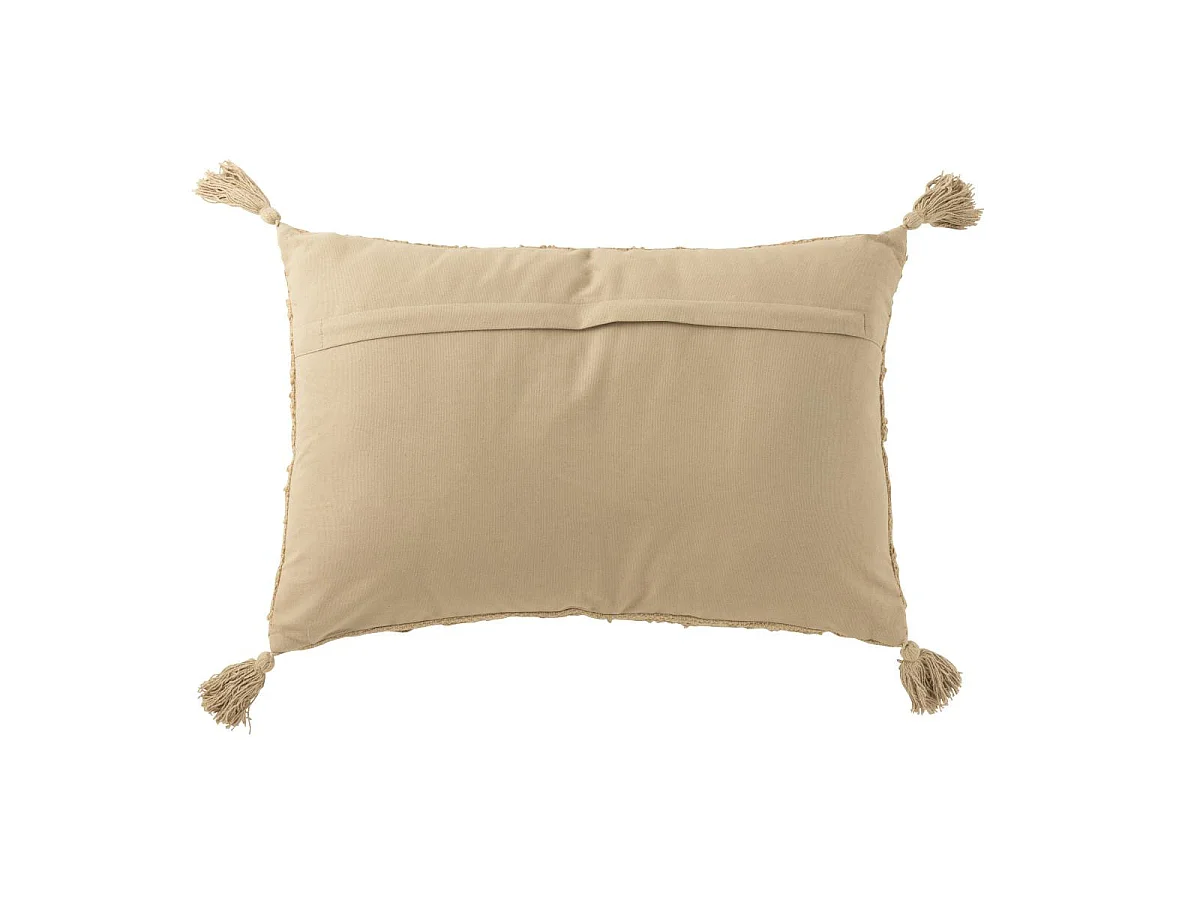Coussin Déco à Pompons "Marea" 40x60cm Beige Foncé