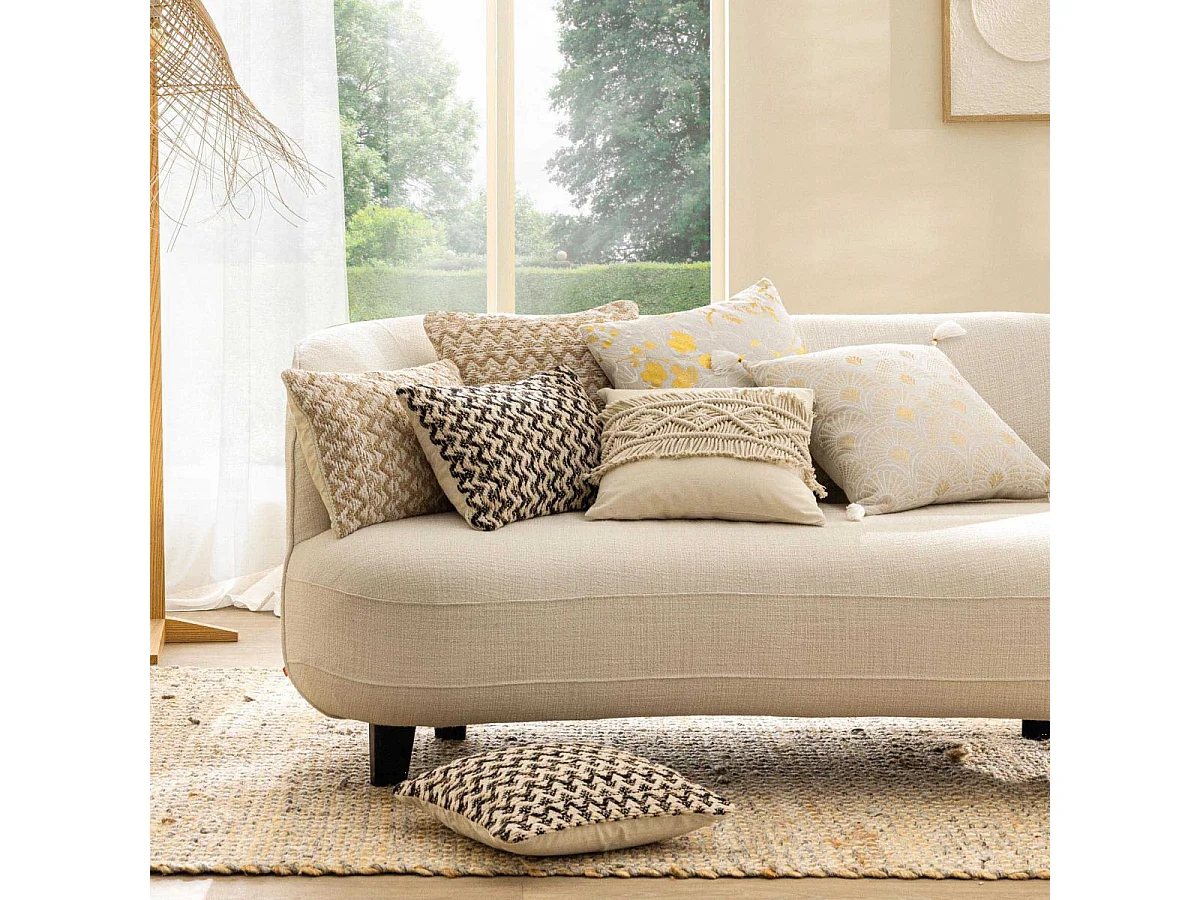 Coussin Déco Macramé "Samaya" 45x45cm Naturel