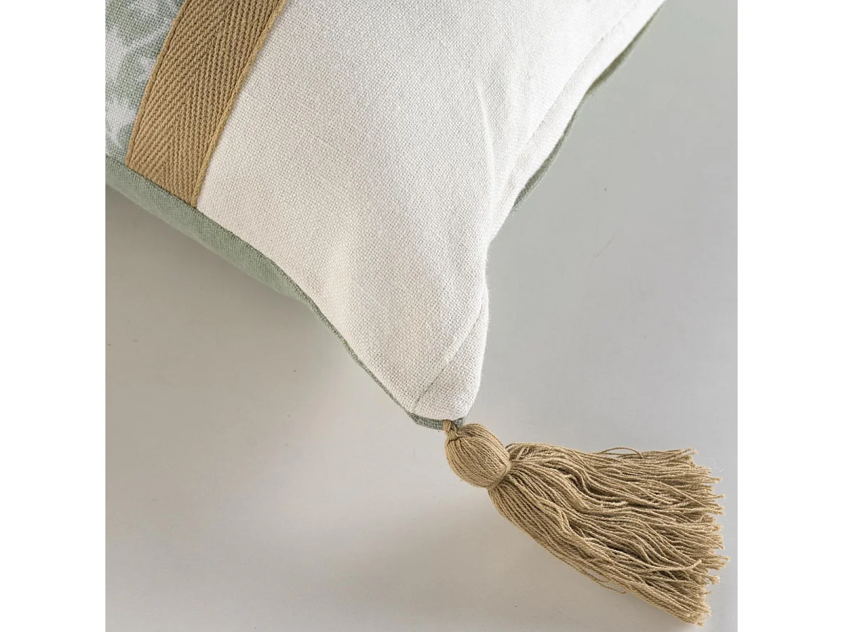 Coussin Déco Pompons "Vivoline" 30x50cm Vert