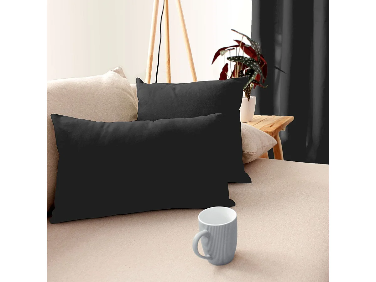 Coussin Déco Uni "Panama" 30x50cm Anthracite