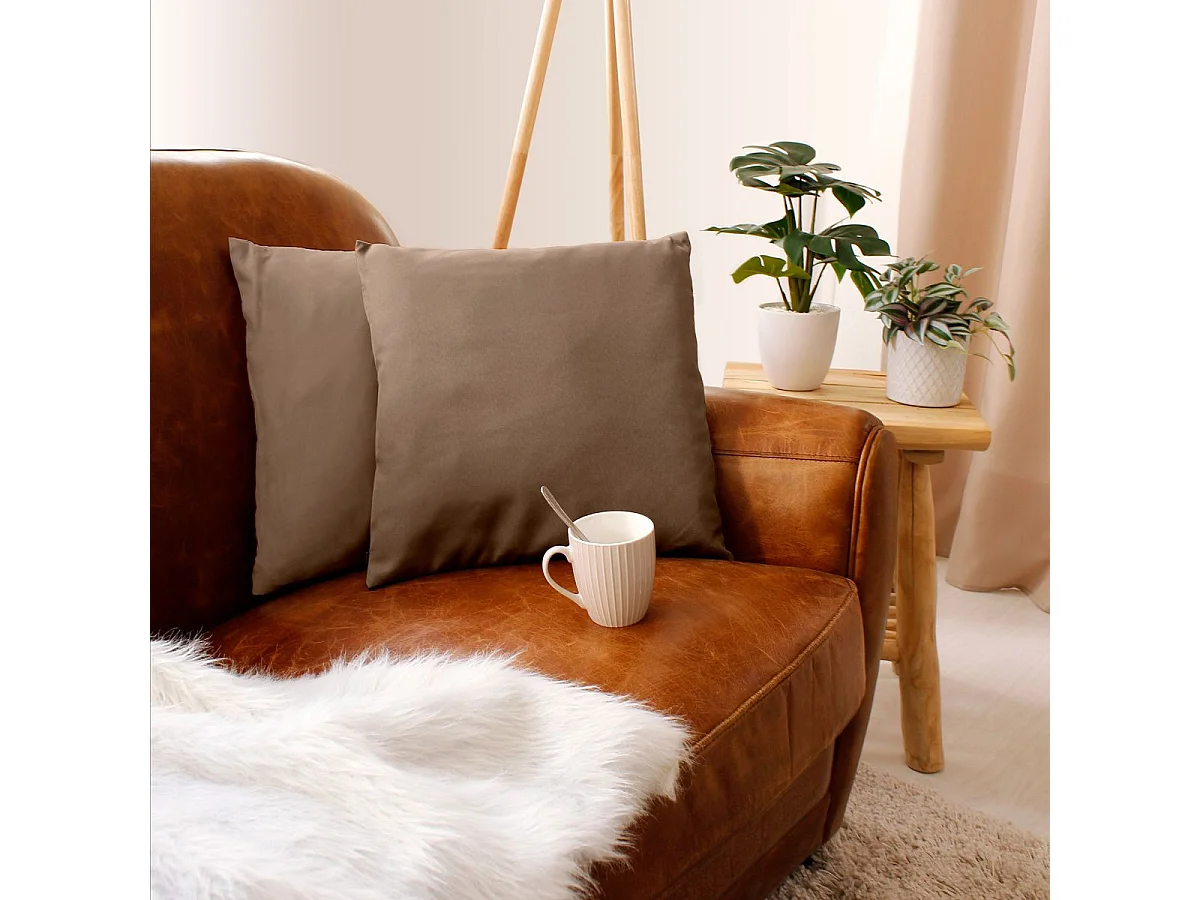 Coussin Déco Uni "Basic" 40x40cm Vison