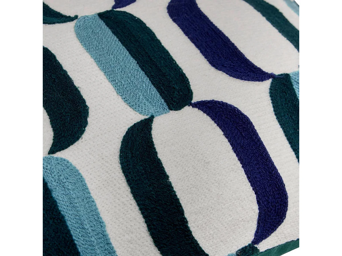 Coussin Déco Brodé "Hary" 30x50cm Bleu
