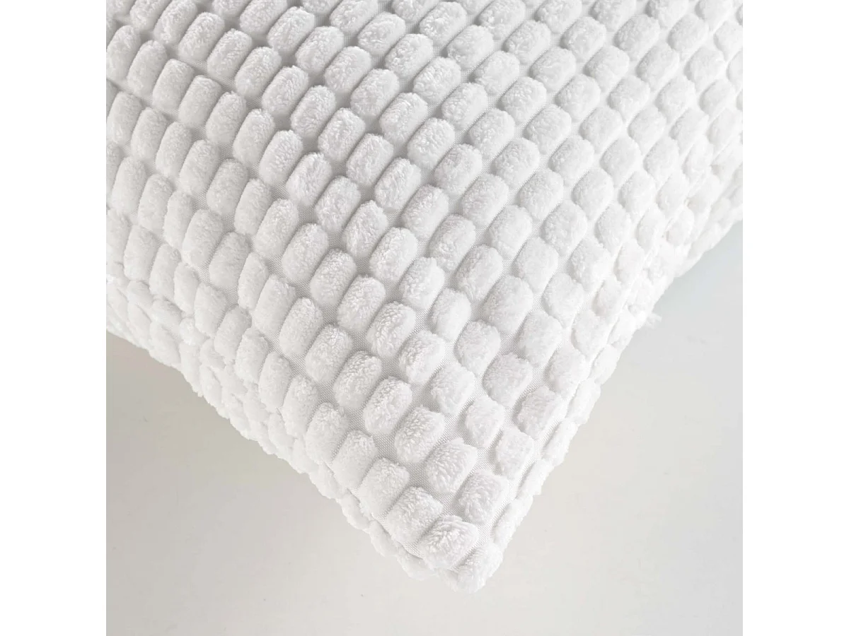 Coussin Déco en Velours Relief "Swing" 45x45cm Blanc