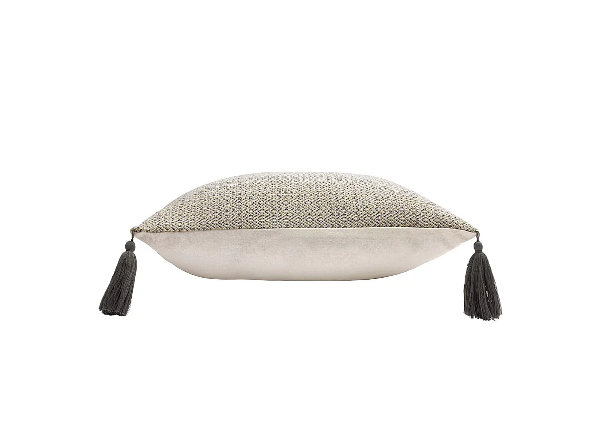 Coussin Déco à Pompons "Manolo" 45x45cm Naturel