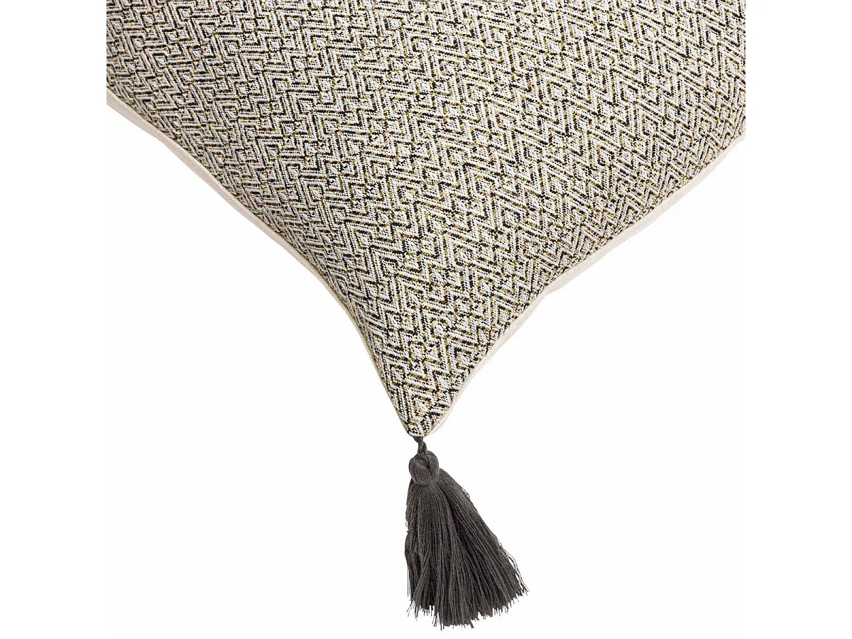 Coussin Déco à Pompons "Manolo" 45x45cm Naturel