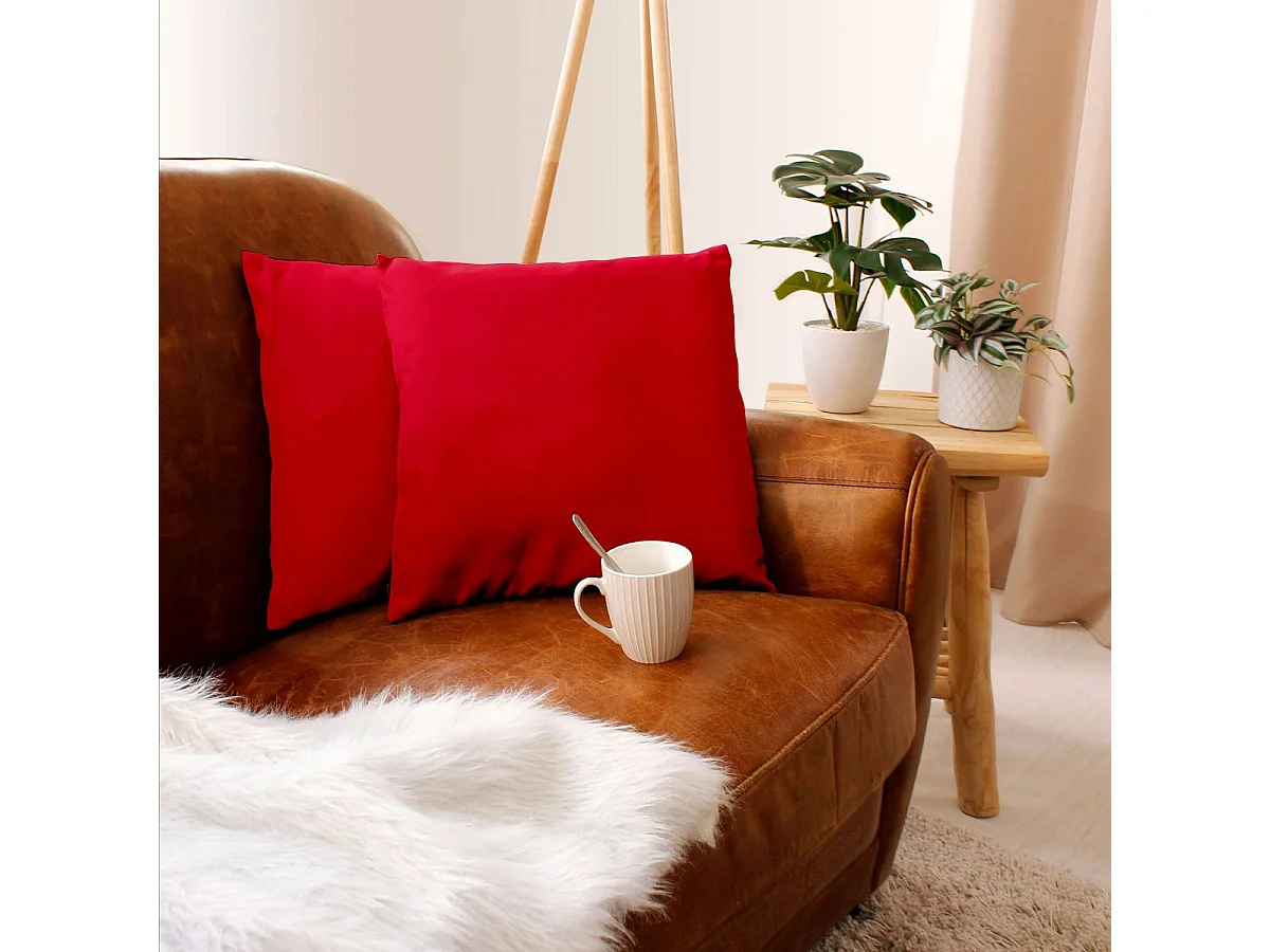 Coussin Déco Uni "Basic" 40x40cm Rouge