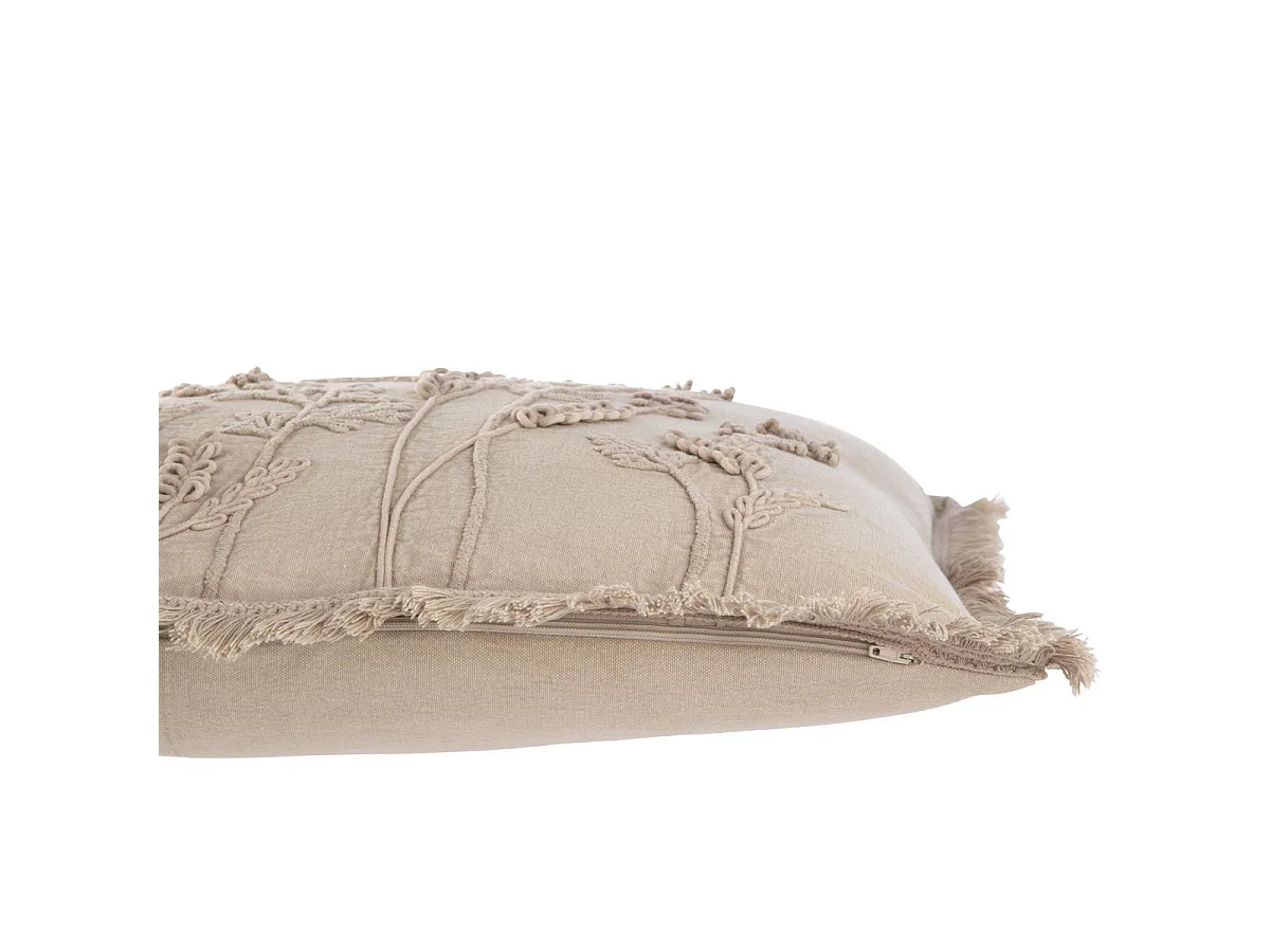 Coussin Brodé Fleurs "Puglia" 52x52cm Beige