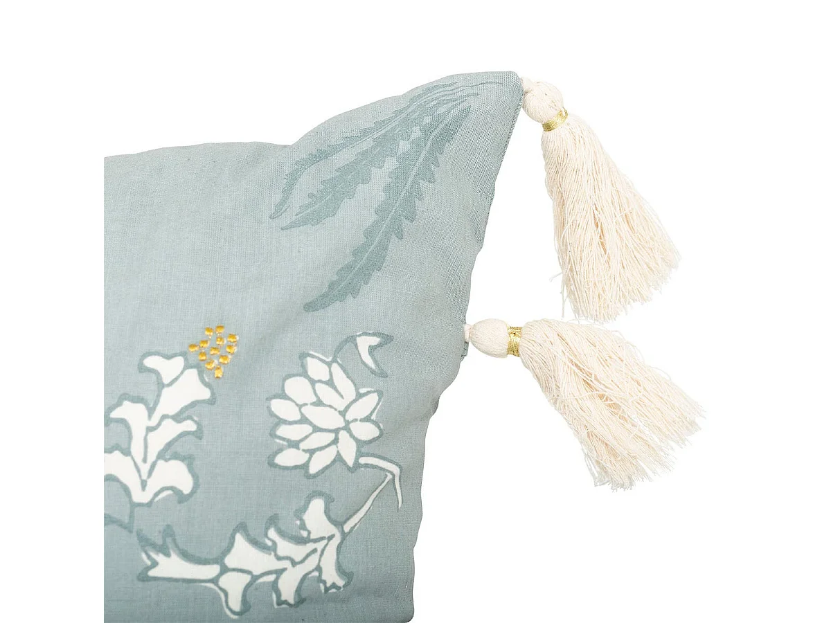 Coussin Déco Brodé "Wild Romance" 38x58cm Vert Céladon