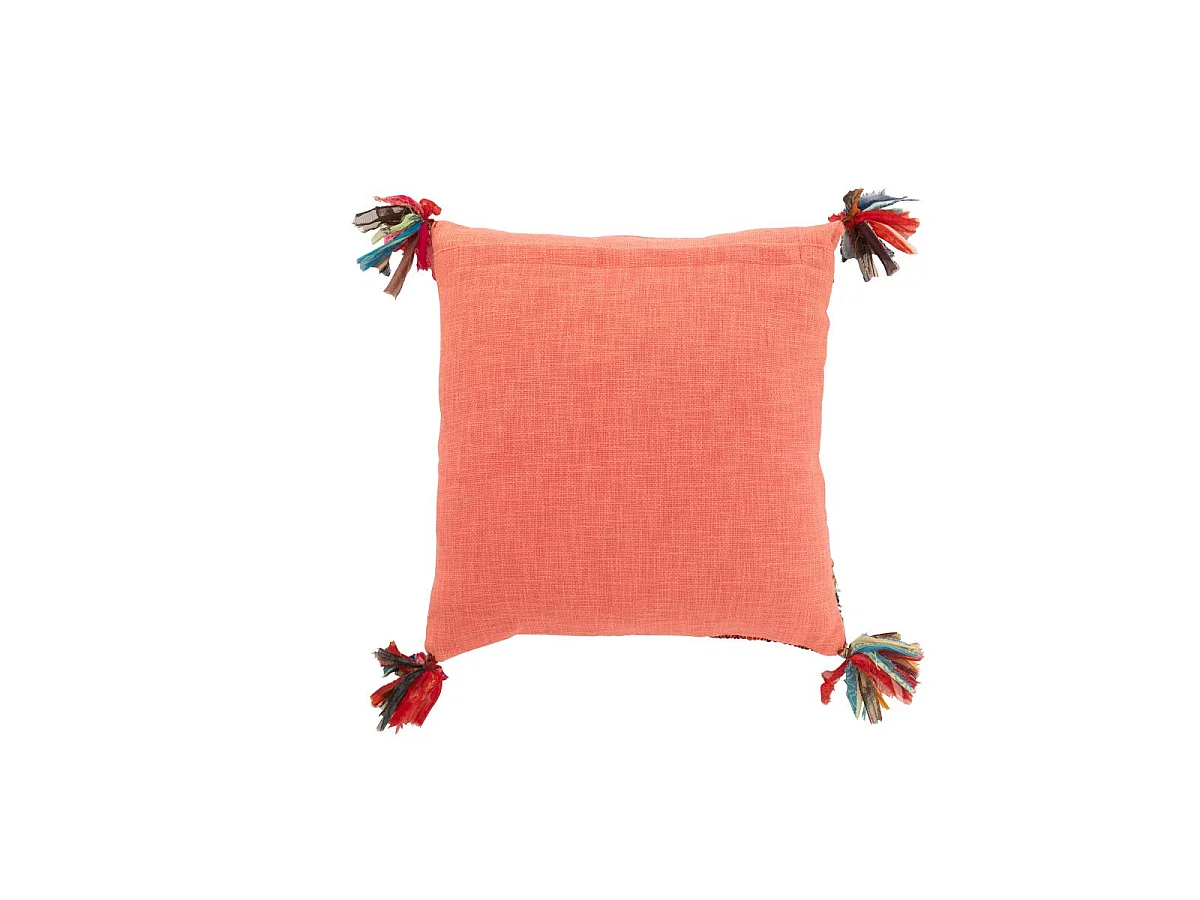 Coussin Déco Avec Pompons "Chindi" 45x45cm Multicolore