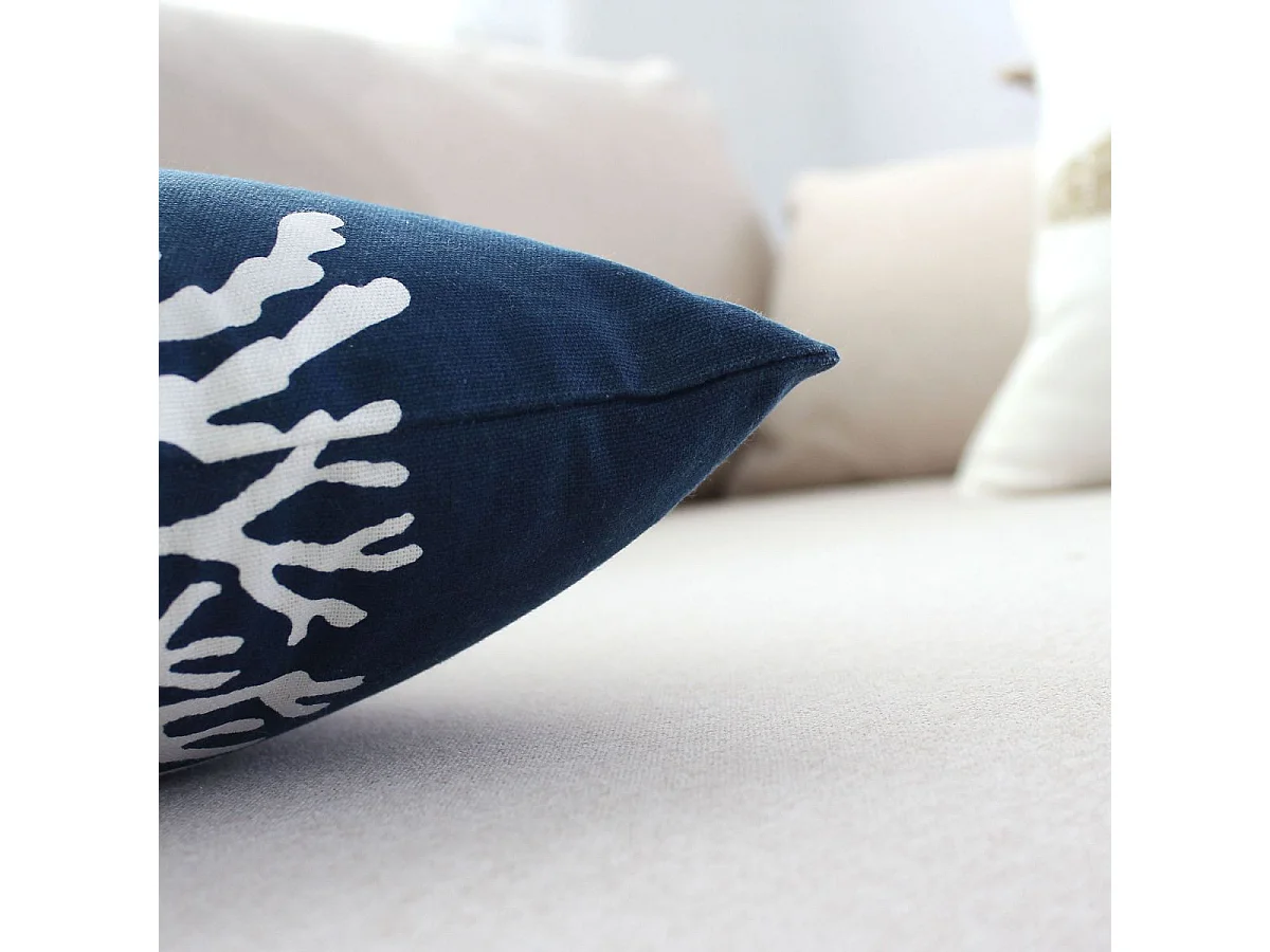 Coussin Déco Imprimé "Azur" 30x50cm Bleu Marine