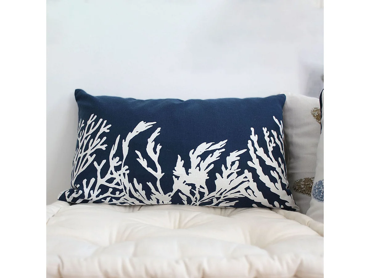 Coussin Déco Imprimé "Azur" 30x50cm Bleu Marine